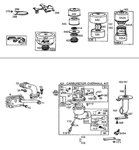 Carburetor Assembly A/C Groups Diagram and Parts List for 170402-1244-XX  Briggs and Stratton Engine